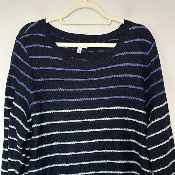Croft & Barrow Womens Stripe Pullover Sweater Plus Size 2X Blue White Crew Neck - Picture 3 of 8